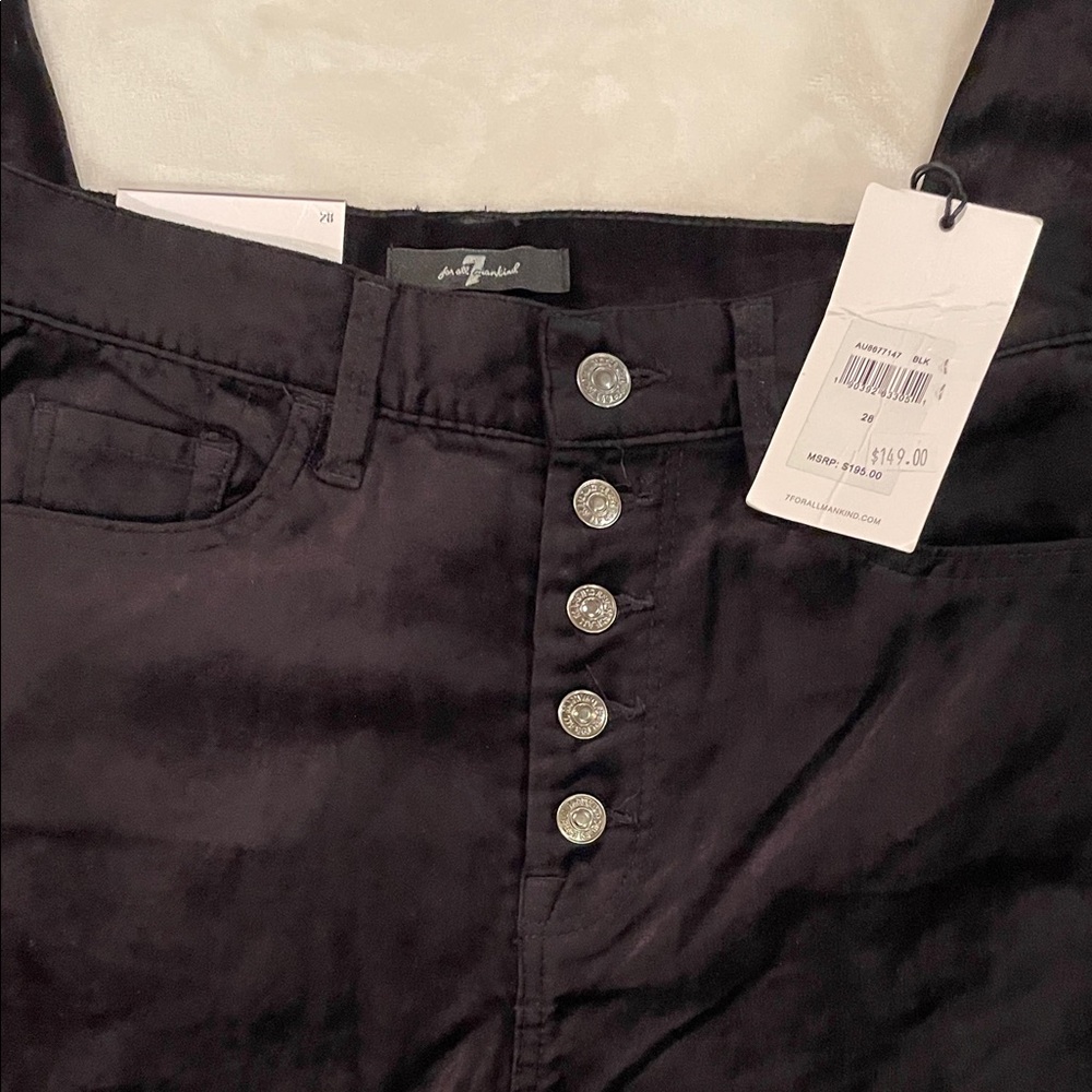 7 For All Mankind Black suede Skinny Pants 28